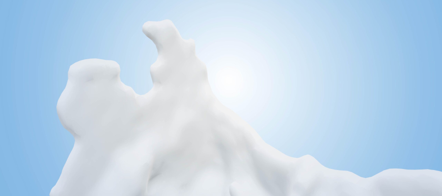 Graphics with white milk and light blue background